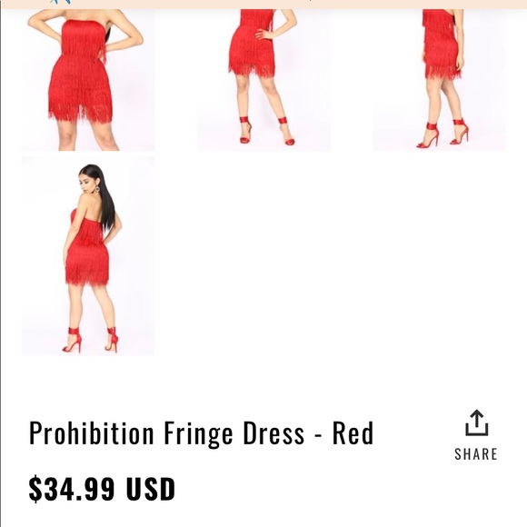 Fringe dress Red size Large - Picture 2 of 2